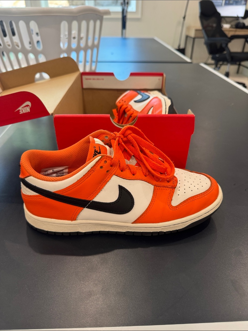 Nike Kids Orange, White & Black dunks
